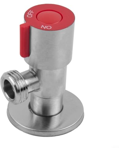 Edelstahl-Eckventil, 1,27 cm, Dreieck-Absperrventil, rostfrei, Vierteldrehung, Wasserstopp, Heiß- und Kaltsteuerung für WC, Badezimmer, Küche, Balkon, Sanitär-Rohrverbinder (rot)