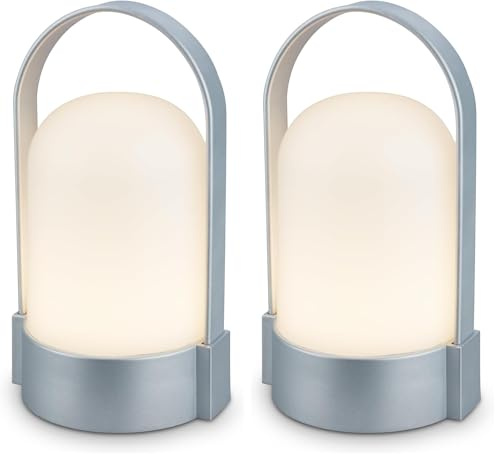 BRILONER - LED Tischlampe kabellos IP44 mit Touch, dimmbar in Stufen, USB-C, Akku tauschbar, Nachttischlampe, Leselampe, LED Lampe, Campinglampe, Tischleuchte, Akku Lampe, Outdoor, 9x8x15,5 cm, chrom