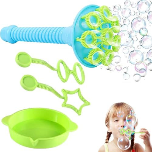 Seifenblasen-Set – manuelles Seifenblasen-Spielzeug für Kinder, Trompeten-Design, 3-teiliges Set + Tablett im Lieferumfang enthalten, ABS-Kunststoff, kompakte Größe, glatter Griff, Spaß beim Spielen i