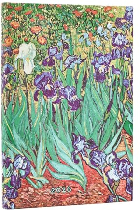 2026 Van Gogh's Irises Mini 12-month Horizontal Hardcover Flexi Dayplanner 2026 (Elastic Band Closure)
