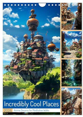 Incredibly Cool Places (Wall Calendar 2026 DIN A4 Portrait), CALVENDO 12 Month Wall Calendar: Wander with your eyes through loving anime - manga worlds