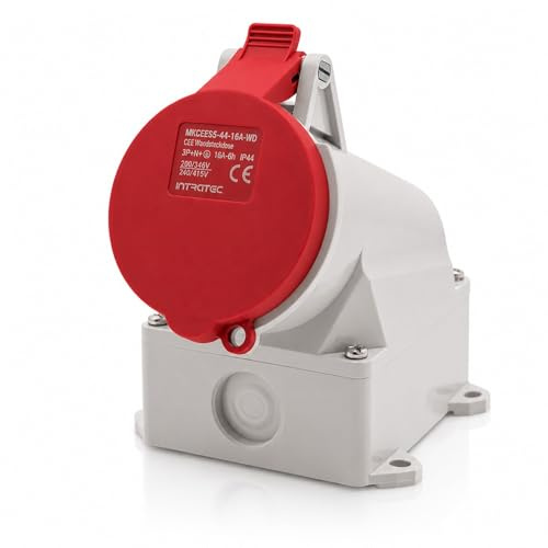 CEE Starkstrom Wandsteckdose Intratec 16A 400V 6h IP44 5-polig (3P+N+E): IEC-60309 Industrie und Mehrphasenstecker robuste Industriequalität robuste Industriequalität