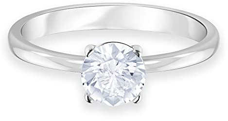 Swarovski Attract Ring, Rund, Weiss, Rhodiniert