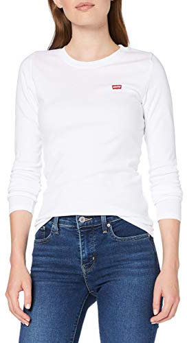 Levi's Women's Long-Sleeve Baby Tee T-Shirt, White +, XL