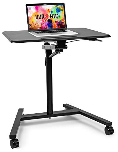 Duronic WPS37 Arbeitstisch | Laptoptisch 70 x 54 cm bis 10 kg | Computertisch mit Rollen | Höhenverstellbarer Projektortisch für Beamer | Sitz-Stehtisch Schreibtisch Rolltisch Beistelltisch Sofatisch