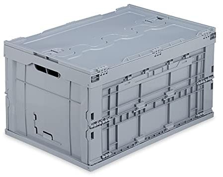 Relaxdays Profi Transportbox stabil, Gewerbe, hochwertiger Kunststoff, Qualität, PP, Grau, 60 L, HxBxT 32,5x58,5x39,5cm