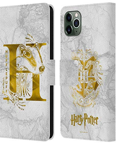 Head Case Designs Officially Licensed Harry Potter Hufflepuff Aguamenti Deathly Hallows IX Leather Wallet Case Compatible With Apple iPhone 11 Pro Max