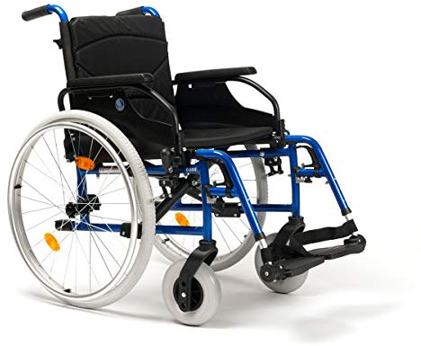 FabaCare Rollstuhl D200-V, Leichtgewicht Faltrollstuhl, vieles Einstellbar, faltbar, Premium Transportrollstuhl, Sitzbreite 46 cm