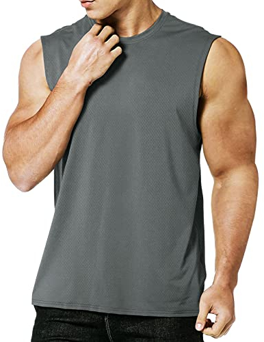 MEETYOO Herren Tank Top Achselshirts Sport Ärmelloses Shirt Unterhemd Fitness Sleeveless Für Running Jogging Gym Vest, Grau, L EU