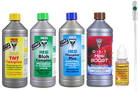 Hesi Hest Starter Set Medium TNT + Blüh Complex + Phosphor Plus + Boost je 1-Liter Box Kit + 10-ml Super-VIT