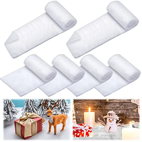 6 Stücke Weihnachten Schneedecke Roll Fälschen Indoor Schneedecke Künstliche Baumwolle Schneedecke Urlaub Dekorieren Schnee für Weihnachtsdekoration, Dorf Zeigt, Unter dem Weihnachtsbaum