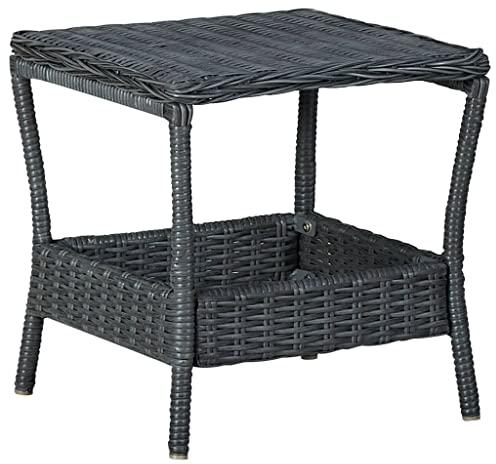 vidaXL Gartentisch Beistelltisch Couchtisch Balkontisch Terrassentisch Gartenmöbel Tisch Rattantisch Dunkelgrau 45x45x46,5cm Poly Rattan