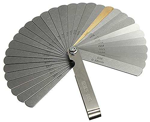 Feeler Gauge Set,32 Blades Steel Feeler Gauges Spark Plug Gap Tool Dual Marked Metric and Imperial Gap Measuring Tool