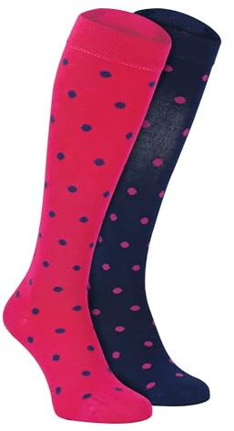 Sock Snob - Womens Long Knee High Bamboo Socks | 2 Pair Pack | Plain & Patterned | Gift for Ladies (4-7, Polka Dot)