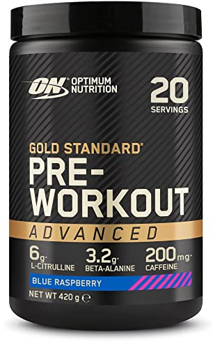 Optimum Nutrition Gold Standard Pre-Workout Advanced Powder, Energy Booster mit L-Citrullin, Beta-Alanin, Koffein und den Vitaminen B12 und B6, Himbeer-Geschmack, 20 Portionen, 420 g