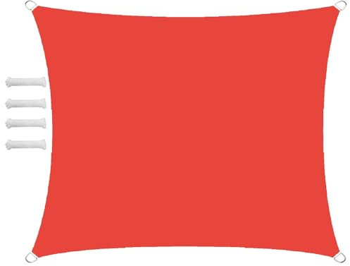 Sonnensegel Wasserdicht Rechteckig 5x6m Sonnensegel Balkon Sonnenschutz 95% UV Schutz Windschutz für Balkon Garten,mit Ösen und Befestigungsseile Rot