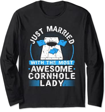 Just Married, Cornhole Wedding Ehe Partner Ehemann Langarmshirt