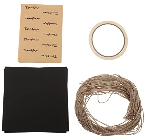 50 Stück Kraftpapier Kegel für Kuchen Süßigkeiten Papiertüten mit Schnur und Aufkleber Schwarz Partyzubehör für Cafés und Hochzeiten
