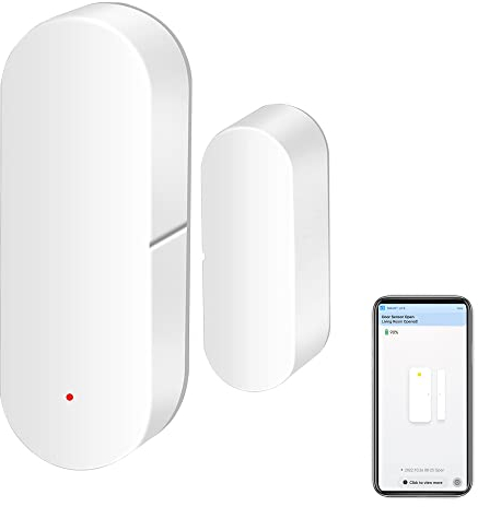 Sensore WiFi per porte: rilevatori intelligenti per porte aperte/chiuse, sensore wireless per finestre con notifica app, sensore di contatto per la sicurezza domestica, compatibile con Alexa Google