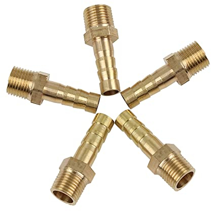 A ABSOPRO Ottone Tubo Barb Raccordo 6mm ID x 1/8 NPT Maschio Connettore (Set di 5)
