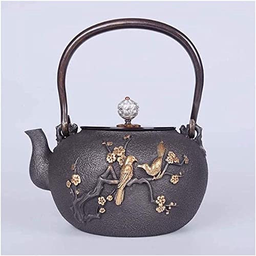 SIGOLY Tea Pot Kettle Cast Iron Teapot Small Tea Kettle Cast Iron Vintage Tea Maker for Loose Leaf Tea for Party Office Home 1400ml marriage