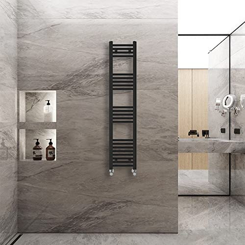 Warmehaus Sèche-serviettes droit pour salle de bain et cuisine Noir 1400 x 300 mm