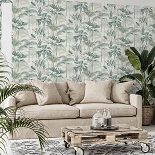 Arthouse Palm Wallpaper Tropical Jungle Leaves Brotanical White Green Nature