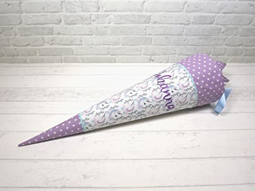 Schultüte aus Stoff Einhorn Zuckertüte mit Glitzer Name 70cm Mädchen