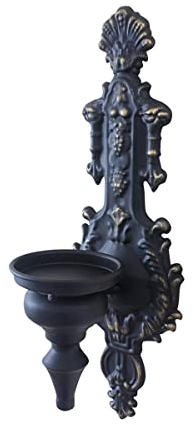 TentHome Wandleuchter Kerzenhalter Kerze Wand Kerzenständer Stumpenkerzen Französisch Barock Wandwindlicht Metall Kerzenleuchter Antik Wanddekoration für Wohnzimmer Esszimmer (Antik Schwarz C)