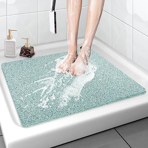 Duschmatte rutschfest 60x60 cm - Weich Komfort Sicherheits Badewannenmatte mit Ablauflöchern, PVC-Luffa Massage Duschmatten für Nassbereiche, Schnell trocknend (Grün, 60 x 60 cm)