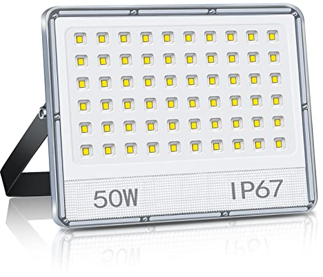 ANNIFUNLY Projecteur LED Extérieur 50W 5000LM, IP67 Étanche, 6500K Blanc Froid pour Patio, Jardin, Garage, Atelier