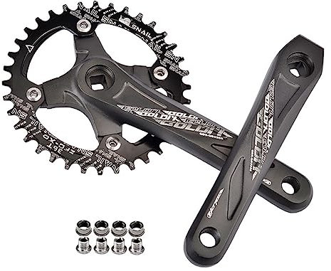 ZCXBHD Fahrrad-Kurbelgarnitur Vierkantkonus 170/175mm Mountainbike-Kurbelgarnitur 104/64BCD 32T/34T/36T/38T/40T/42T Kettenblatt Kurbelarm-Satz Für 10/11 Gang schwarz (Color : 170mm, Size : 38T)