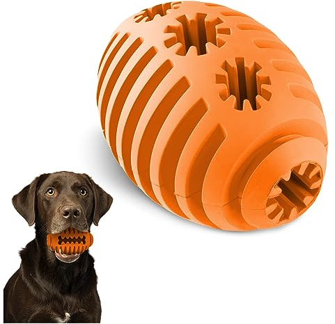 Homes&Bones Doggy Egg Hundespielzeug befüllbar aus Naturkautschuk zur Hundebeschäftigung als Futterball, Wurfspielzeug & Intelligenzspielzeug für mittlere bis große Hunde orange