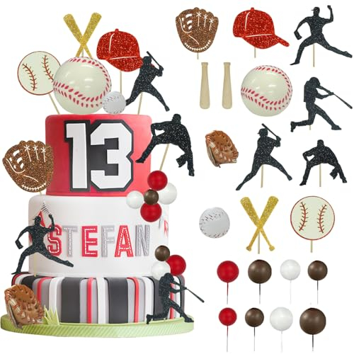 Lukinuo Baseball Kuchen Dekorationen Baseball Thema Kuchen Topper Sport Kuchen Topper Dekoration für Männer Junge Baseball Sport Thema Baby Dusche Kinder Geburtstag Party
