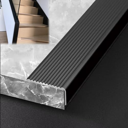 LIYI929GP Treppenkantenprofil Aluminium Eloxiert | Treppenwinkel Stufen Kantenprofil In L-Form | Treppenkantenschutz Treppenkante | Antirutsch-Profil Schwarz Weiß Gold Grau Bodendekoration Sicherheit