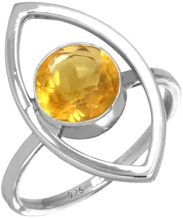 Citrin Quarz Ring 925 Sterling Silber Handgemacht Schmuck Größe 67 (21.3) (99151_CIT_R129)