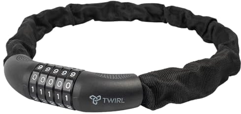 TWIRL Candado de cadena, candado de combinación, acero, negro