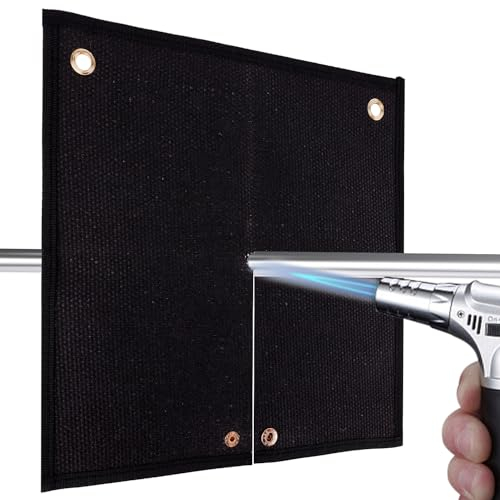 11.8x11.8 Inch Welding Blanket Fireproof, Hangable Heat Shield Mat 1800°F Heat Resistance Flame Protector Pad Welders Fire Retardant Blankets for Plumbing Brazing Soldering Supplies