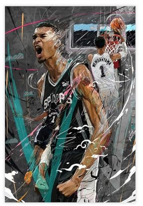 Victor Wembanyama Poster Baskerball Portrait Bild Leinwand Poster Wandkunst Dekor Druck Bild Gemälde für Wohnzimmer Schlafzimmer Dekoration ungerahmt 40 x 60 cm