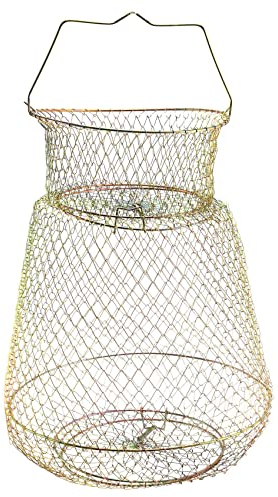 KJKVIVH Foldable Portable Steel Wire Fishing Pot Trap Net Crab Crawdad Cage Fish Basket