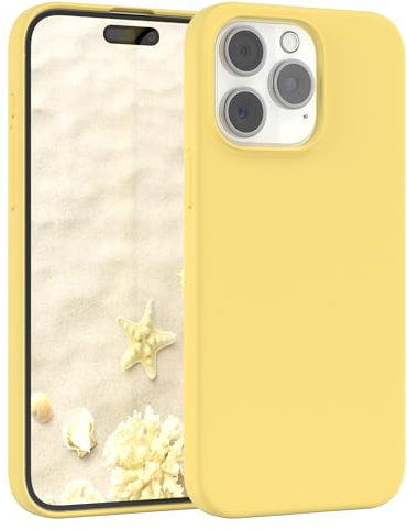 EAZY CASE Premium Silikon Handyhülle kompatibel mit iPhone 15 Pro Max Slimcover mit Kameraschutz und Innenfutter, Silikonhülle, Schutzhülle, Bumper, Handy Case, Hülle, Softcase, Gelb