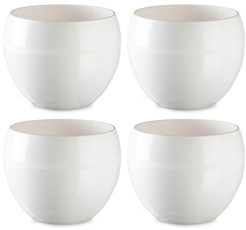 Acan Tradineur - Pack de 4 Macetas Redondas - Diseño Coco (Ø 17 cm) - Fabricado en plástico - Ideal para jardín Exterior, terraza o balcón - Color Blanco Roto