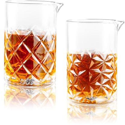 FARQAN 24 Oz Cocktail Mixing Glass Stirring Glasses for Whiskey Cocktail Mixing Shaker Glass Martini Old Fashioned Crystal Bar Set 700ml 2PCS