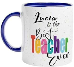 LA CASA DE LA TAZA | Taza Personalizada Profesores | 350 ml | Regalos Originales Para Profes | Taza Día fin de curso | Apta para Microondas | Ideal Para Regalos Personalizado | Best Teacher (AZUL)