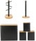 Salter Toronto 6-Piece Kitchen Countertop Set – Tea, Sugar, Coffee Canisters, Bread Bin, Freestanding Kitchen Roll Holder & Display Mug Tree, Steel Storing Rack, Acacia Wood, Black Finish, COMBO-9304