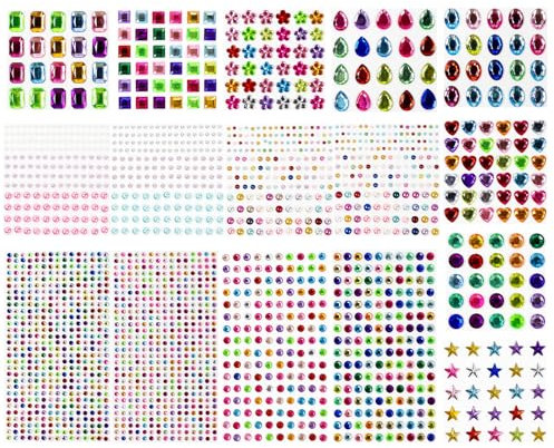 Sularpek 2126 Piezas Brillantes para La Cara, Pegatinas Festival Colores Variados y Formas, Diamantes Imitación para Manualidades, Maquillaje, Uñas