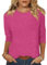Minetom T-Shirt à Manches 3/4 pour Femme Tee Shirt Col Rond Coupe Classique Ample Léger Pull Femme Chic et Elegant Printemps été Automne Basic Top A Rose Rouge XXL