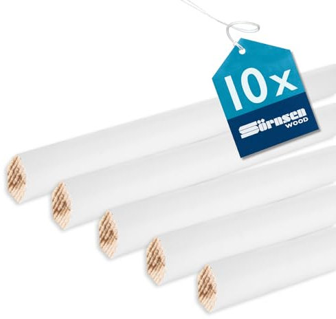 Sörnsen Wood Viertelstab Kiefer – 10x Hochwertige Fussleisten – in weiß RAL 9016 lackiert und damit extra langlebig – 14x14x2400 mm