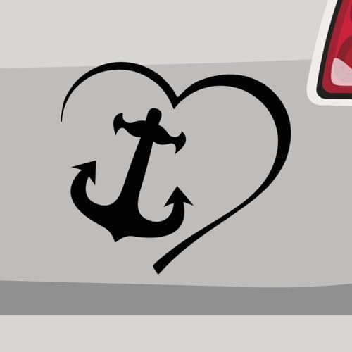 Autoaufkleber - Herz Anker Moin Küste Urlaub - Sticker, Aufkleber für Auto, Motorrad, Fahrrad, Laptop, LKW, JDM Decal Racing (32,5x30cm | Blau)