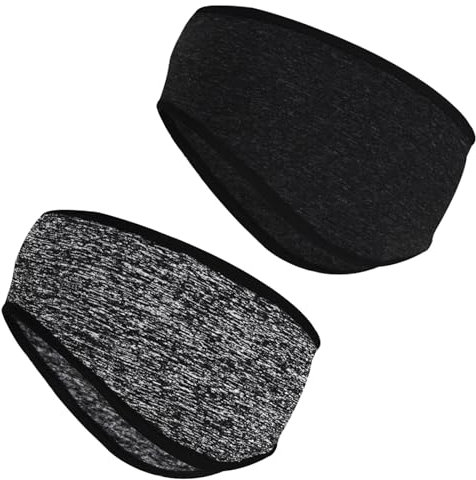 Winter Headband Ear Warmer - 2 Pack Cozy Fleece Ear Muffs, Stretchy Full Ear Coverage for Outdoor Sports, Running, Hiking, Cycling, and Jogging